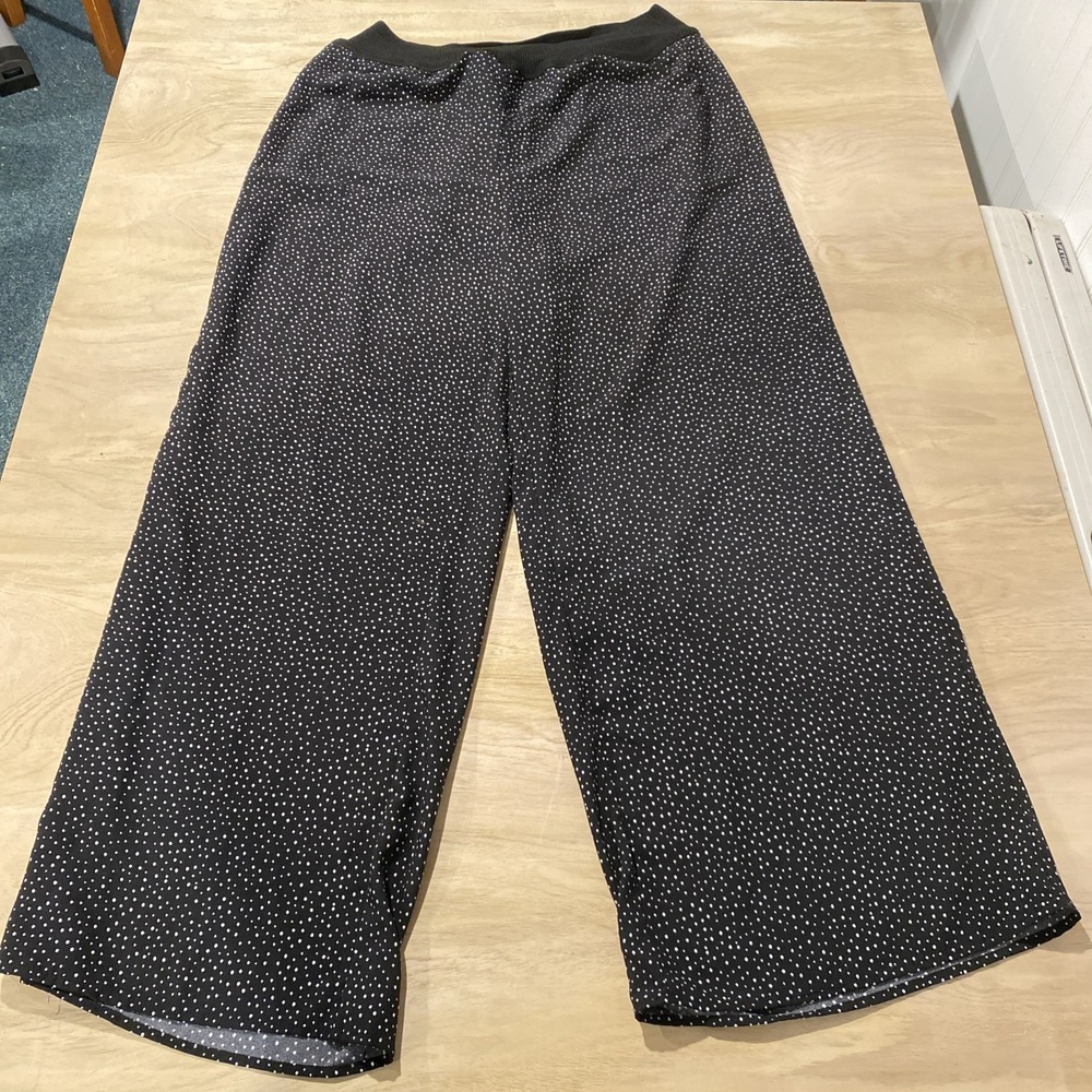 Adrienne Vittadini Wide Leg Pants Women's XL Black and White Patterned Pull On